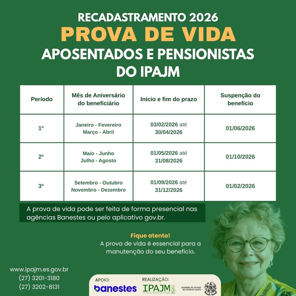 Leia mais sobre o artigo Recadastramento IPAJM: convocação não recadastrados aniversariantes de janeiro a abril; prazo até 31 de maio